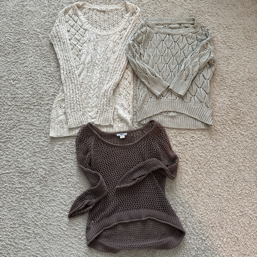 Elegant Women's Sweater Collection - Cream, Gray, and Brown